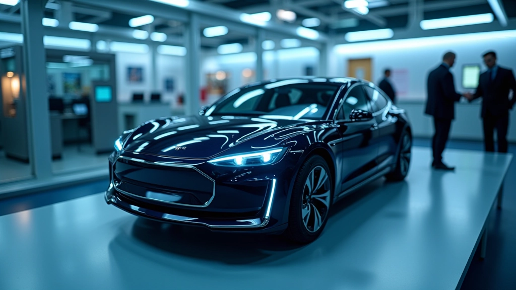 Konceptauto baterijas moduļa demonstrācija ar elektroniskās daļas redzamas
